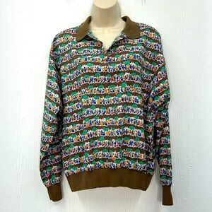 Diane Von Furstenberg - Vintage Colorful People Pattern Long Sleeve Blouse 14